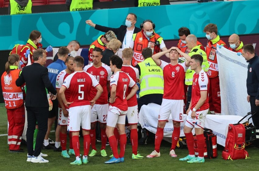  Christian Eriksen, de Dinamarca, se desvaneció en duelo ante Finlandia.