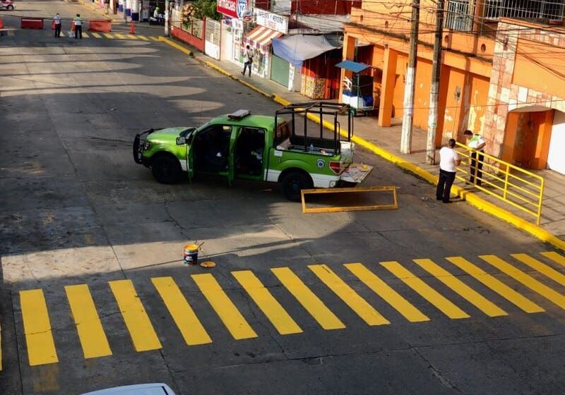  Rehabilita Tránsito Del Estado pasos peatonales en Cosoleacaque