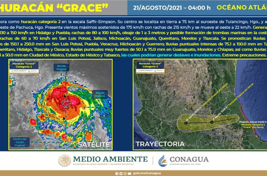  Esta madrugada, el centro de Grace tocó tierra al norte de Tecolutla, Veracruz