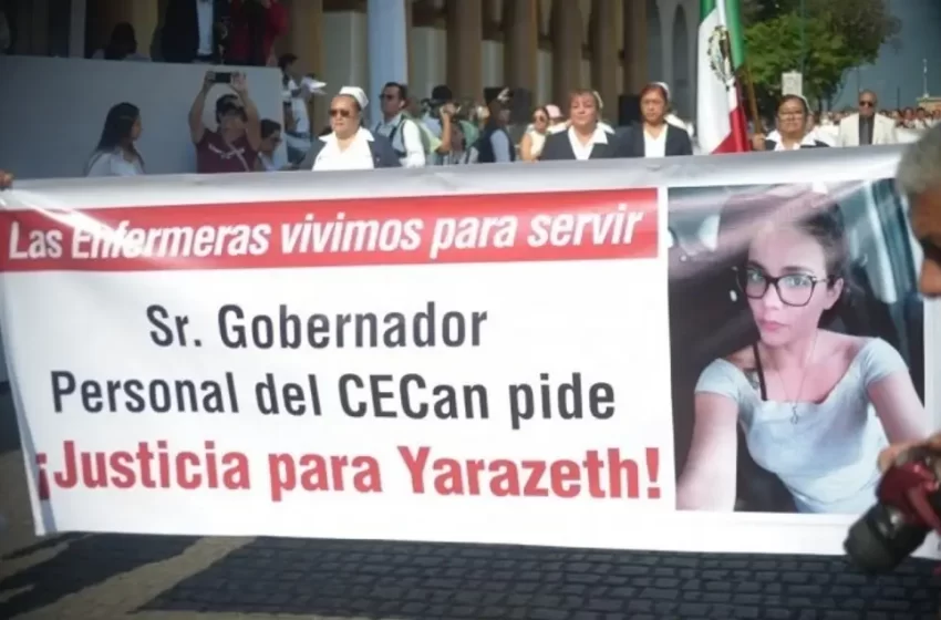  Trabajadores de Salud piden justicia para Yarazeth en desfile por el Día de Trabajo en Xalapa