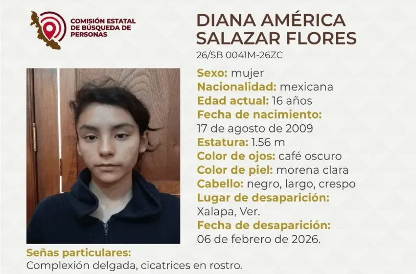  Piden apoyo para localizar a menor de edad desaparecida en Xalapa, Veracruz